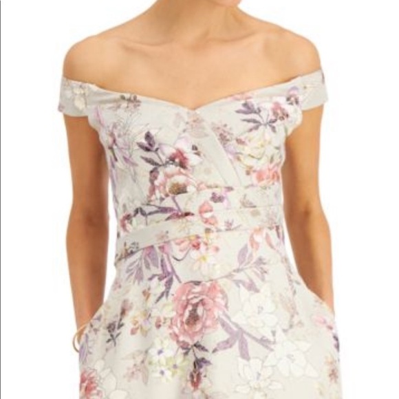 Adrianna Papell Off-The-Shoulder Floral-Print Ball Gown - Picture 4 of 4